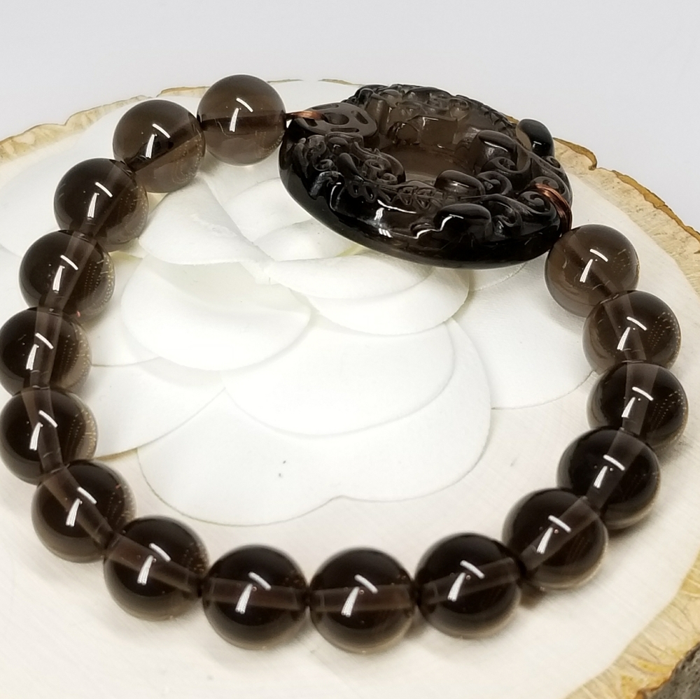 Natural Obsidian Gemstone Bracelet NEW - Picture 6 of 8